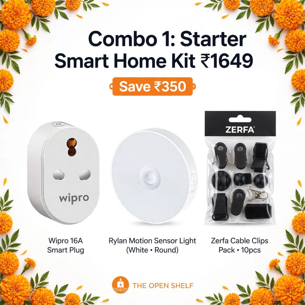 Combo 1 Starter Smart Home Kit ₹1649 - Wipro Plug + Motion Light + Zerfa Clips