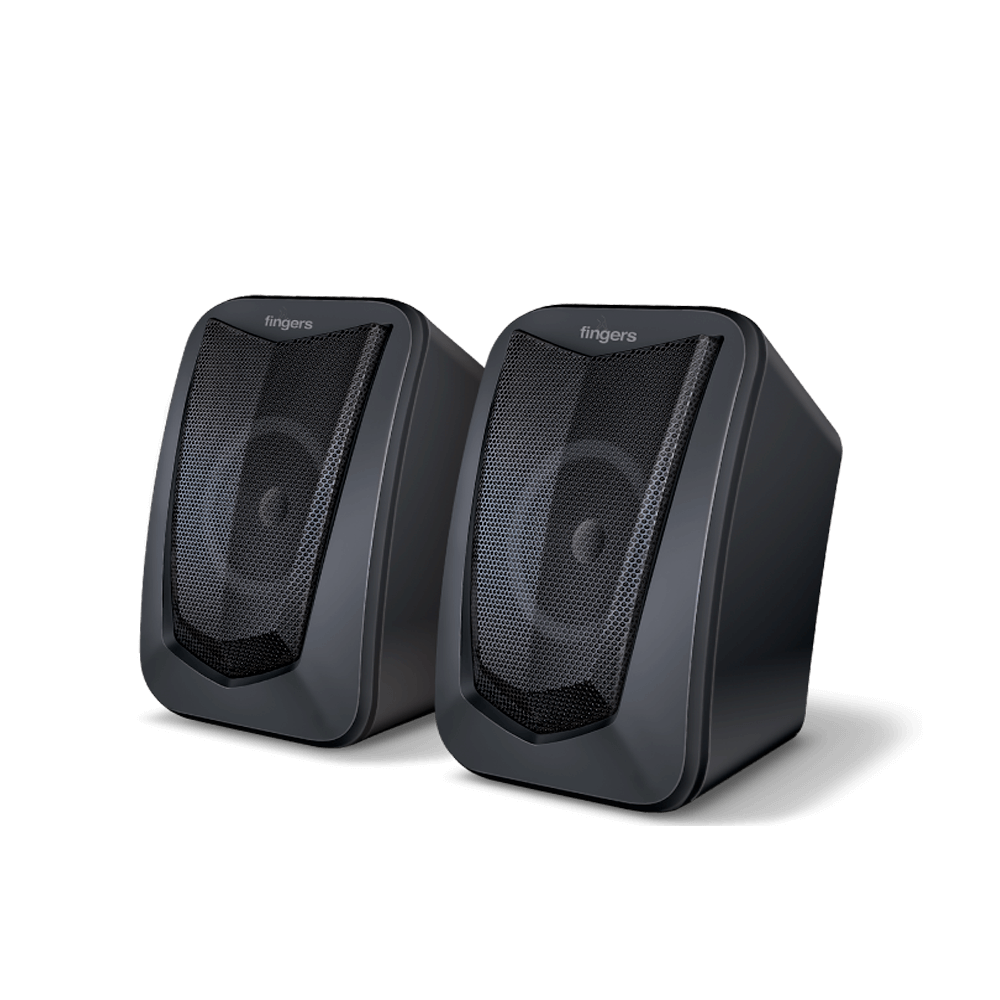FINGERS DeskSound 2.0 USB Powered Multimedia 2.0 Speakers with Inline Volume Controller and Simple Plug-n-Play (Midnight Black)