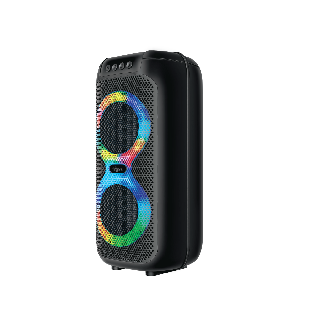 FINGERS Swag5 Bluetooth Portable Speaker (with RGB Lights, 10 W Deep Bass, FM, USB, MicroSD, AUX, Mic in (6.35 mm), Multi-Point Technology, Provisional Slot for Wired/Wireless Mic)