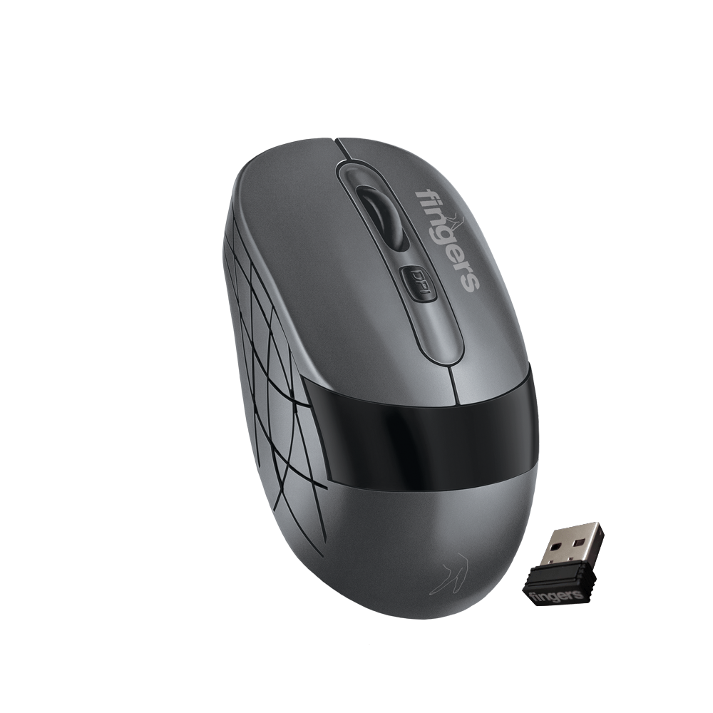 AeroGrip Nova Wireless Mouse - 3-in-1 (USB Receiver + Bluetooth + Rechargeable), Adjustable DPI, Anti-Slip Grip, Ambidextrous Design, Works on Most Surfaces - Dark Grey Showcase