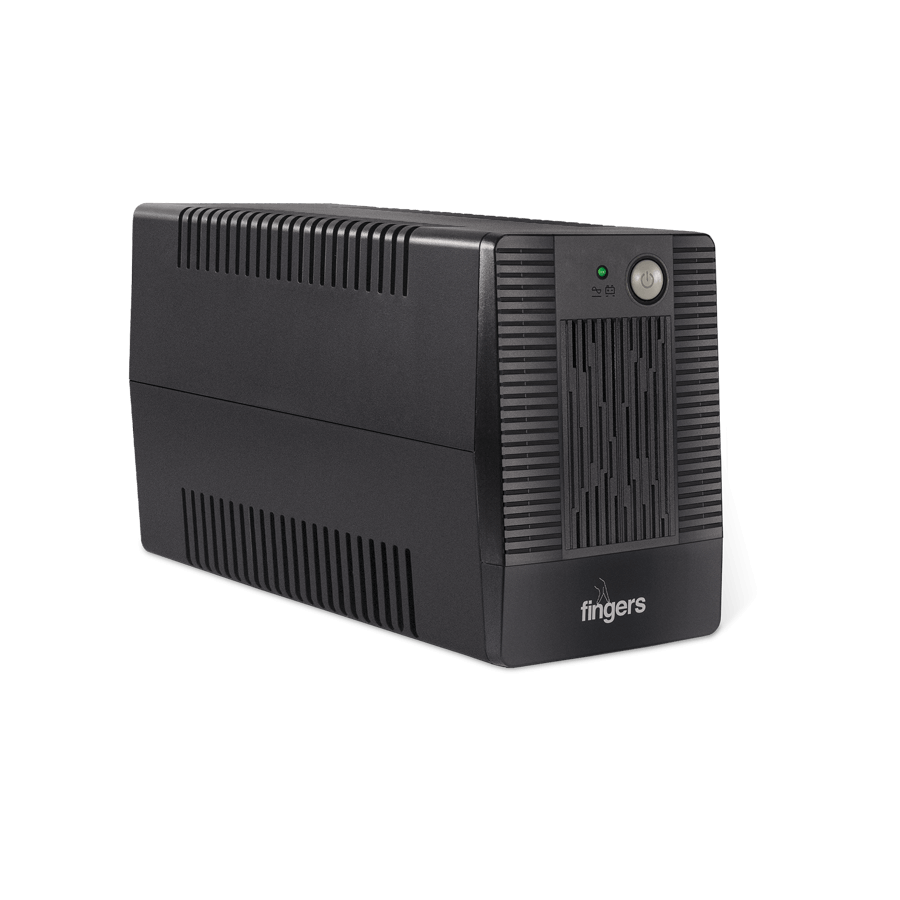 FINGERS Fast Recharge FR-630 UPS Power Supply (600VA/360W, Line Interactive, 33% Faster Recharge, AVR Stabilization, Generator/Inverter Compatible, Auto Restart, Cold Start Mode) – Jet Black - View 1