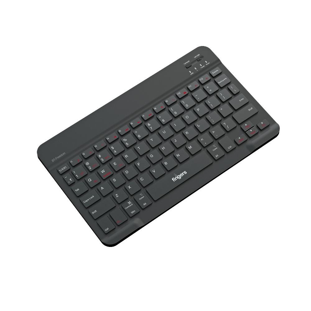 FINGERS BT-Freedom Mini Bluetooth Keyboard - Type-C Rechargeable 30 Days Long Battery Life, X-Type Scissor Keys, Portable Design for Laptops, Tablets & Smartphones (Jet Black) - View 3