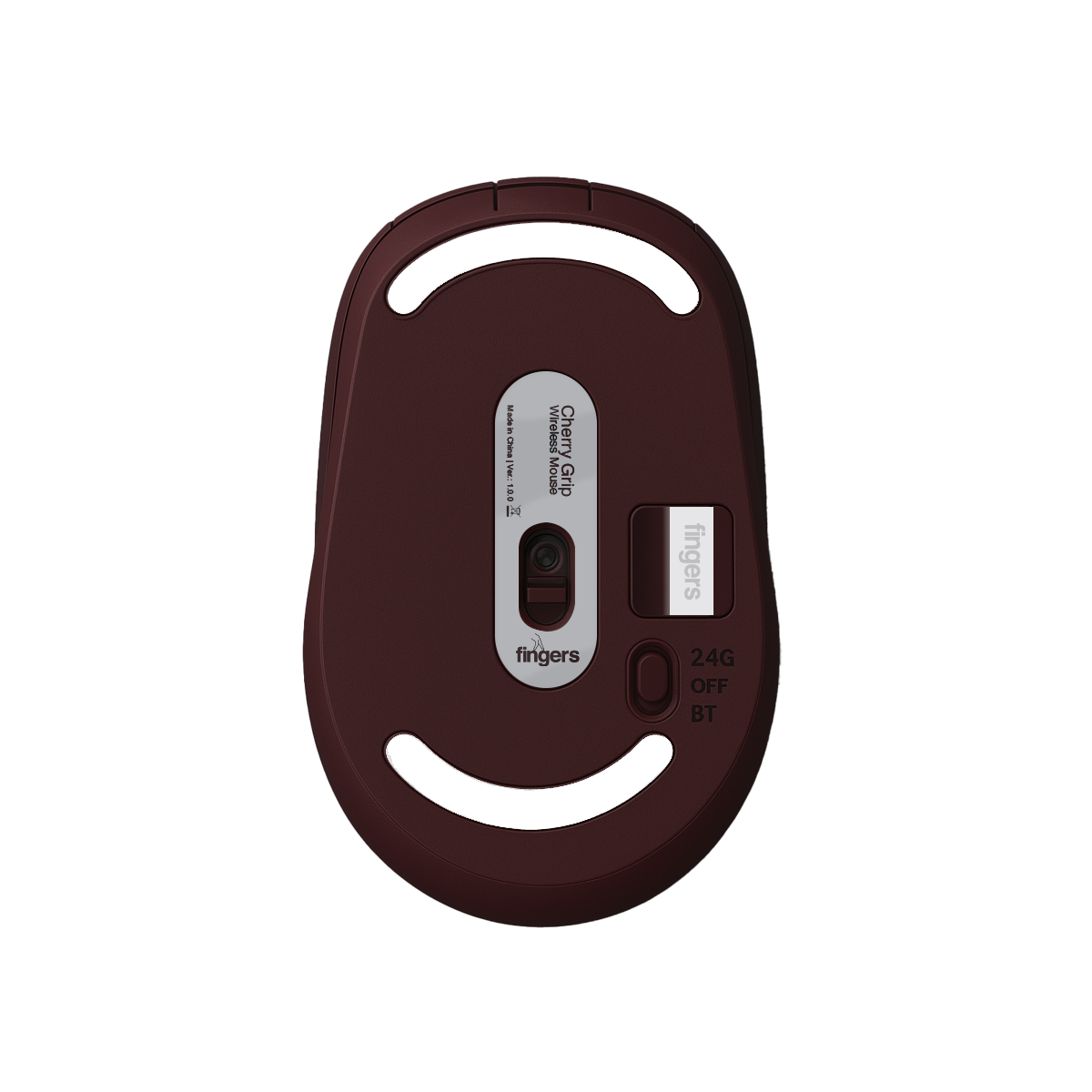 CherryGrip Wireless Mouse - 3-in-1 (Bluetooth + USB Receiver + Rechargeable), Adjustable DPI (800/1200/1600), Ambidextrous, Anti-Slip Grip, Simple Plug-n-Play - Cherry Red - View 3