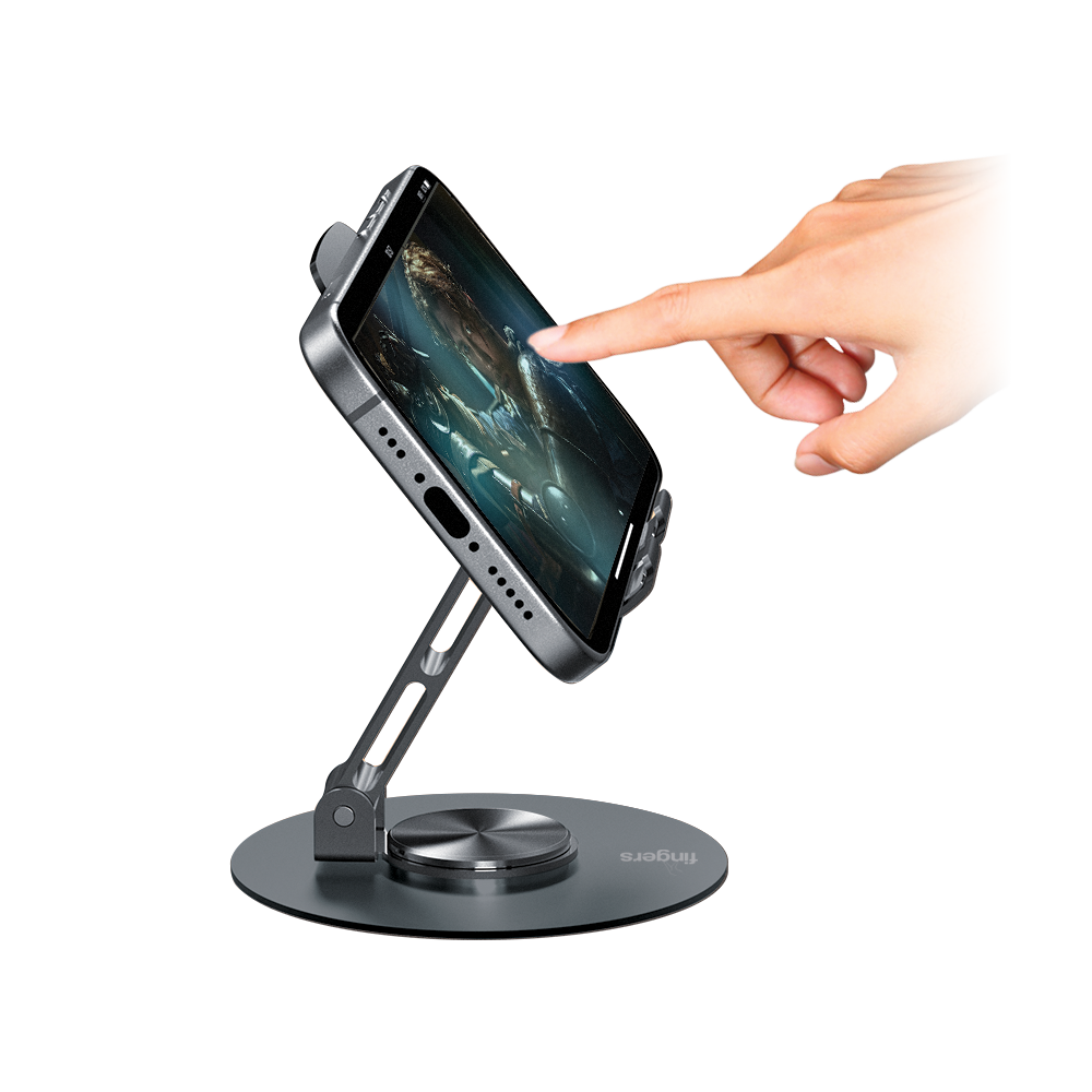 FINGERS Hold-Me-Up3 Portable Universal Mobile Stand (360° Rotation, Foldable, Charging-Friendly, Anti-Slip & Compatible with Smartphones & Tablets) - Slate Grey - View 2