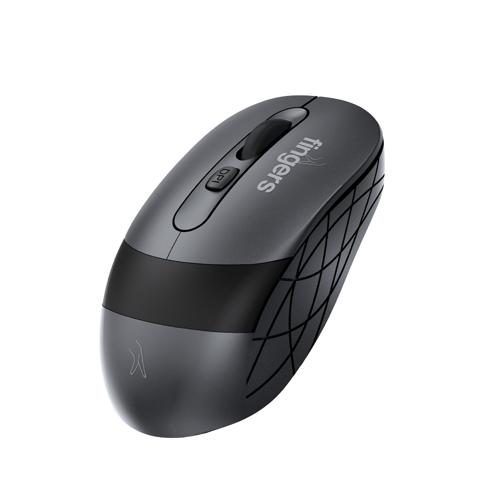AeroGrip Nova Wireless Mouse - 3-in-1 (USB Receiver + Bluetooth + Rechargeable), Adjustable DPI, Anti-Slip Grip, Ambidextrous Design, Works on Most Surfaces - Dark Grey - View 3